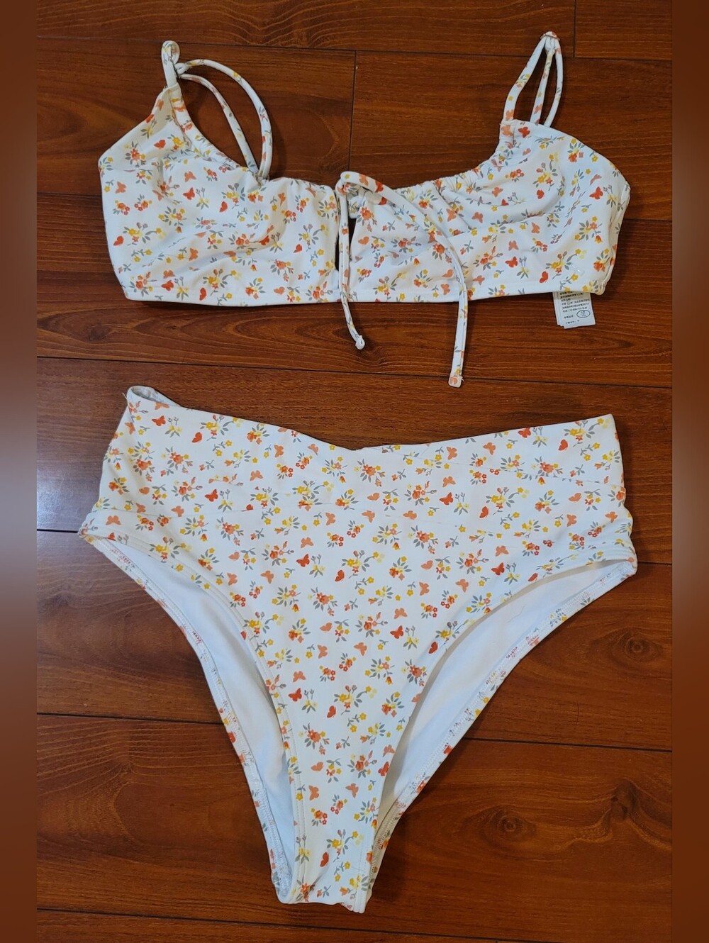 Hollister White Floral Butterfly Bikini Set